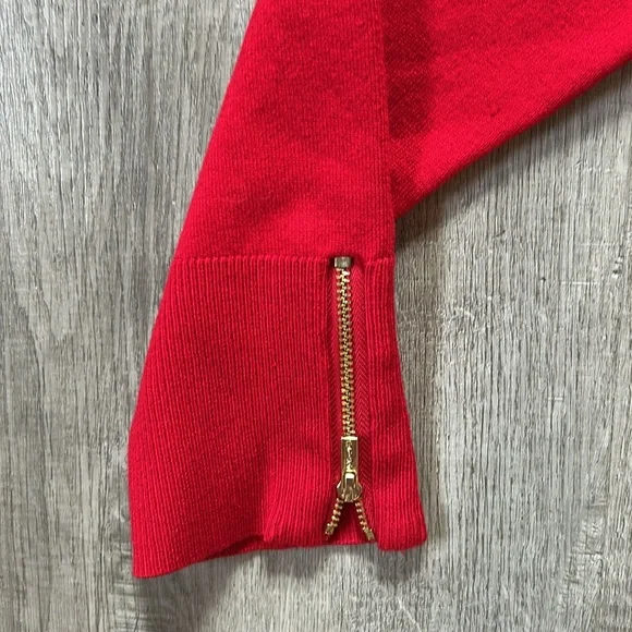 Calvin Klein Red Dress with Gold Zipper Details Sz Medium - Picture 3 of 7
